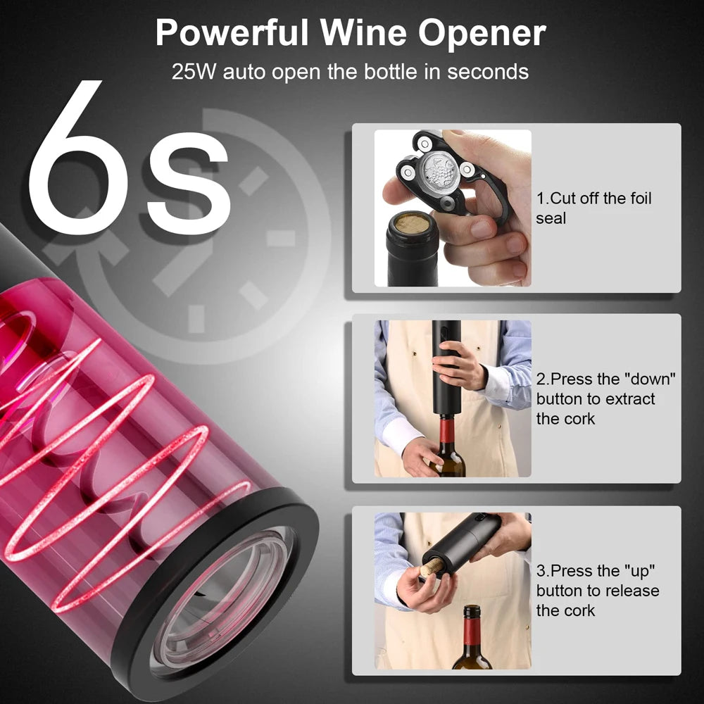 Electric Wine Opener Automatic Bottle Opener Reusable Corkscrews For Wine Bottles Kitchen Bar Accessories For Wine Lovers