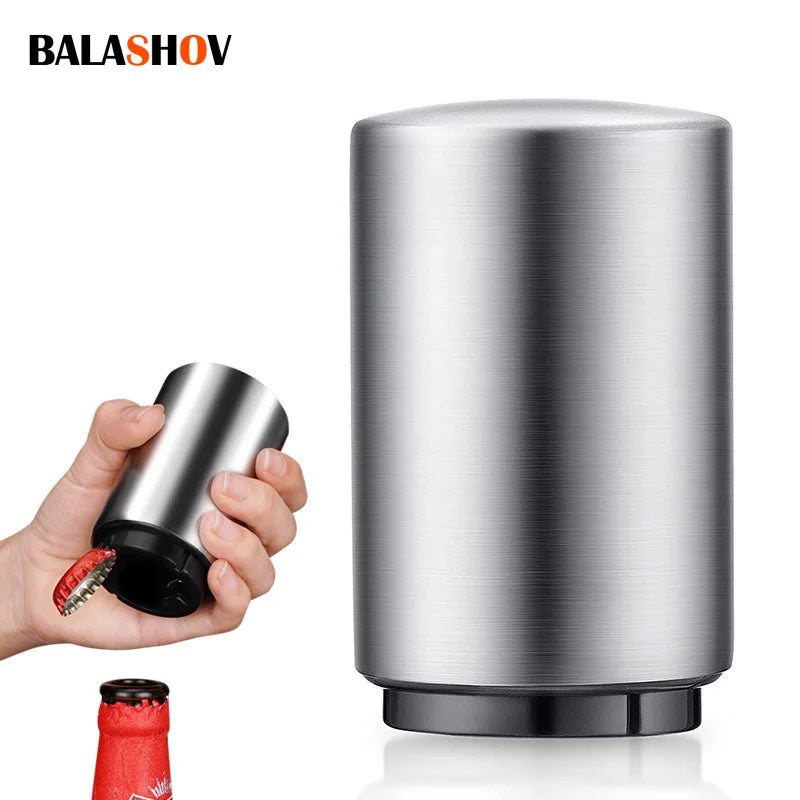 Automatic Beer Bottle Opener Magnet Beer Opener Stainless Steel Push Down Opener Wine Beer Soda Cap Opener Kitchen Accessories