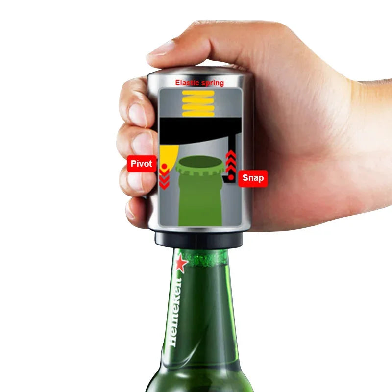 Automatic Beer Bottle Opener Magnet Beer Opener Stainless Steel Push Down Opener Wine Beer Soda Cap Opener Kitchen Accessories
